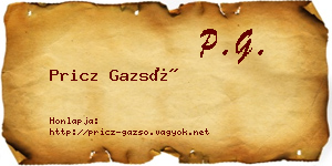 Pricz Gazsó névjegykártya